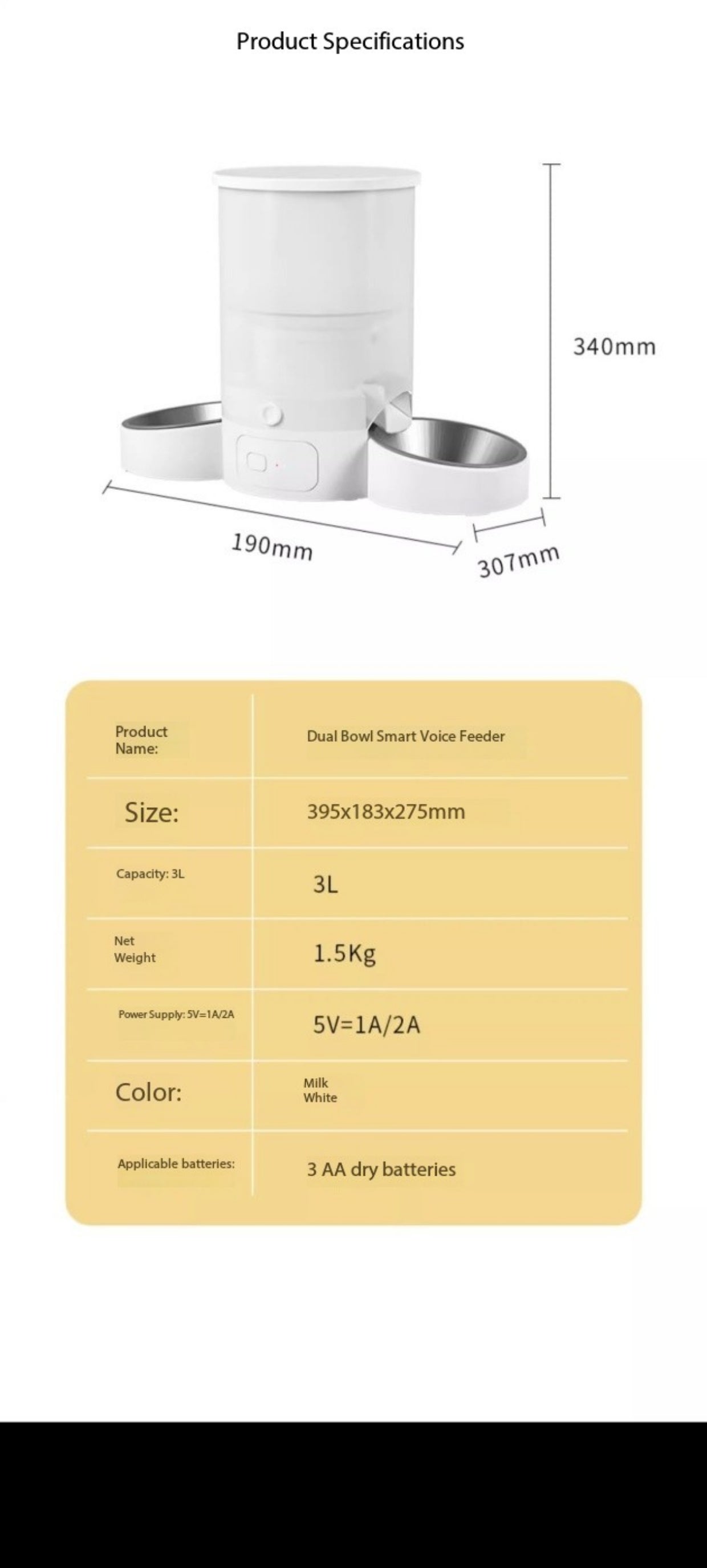 Purrtechpet Automatic Pet Feeder Two Bowl