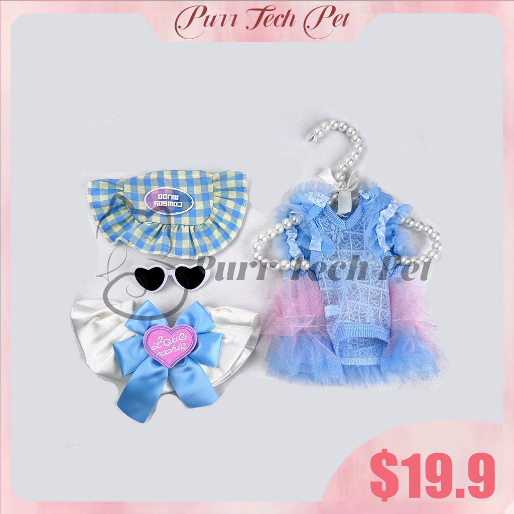 Purrtechpet Pet Cats and Dogs Fashion Clothing Set 4in1