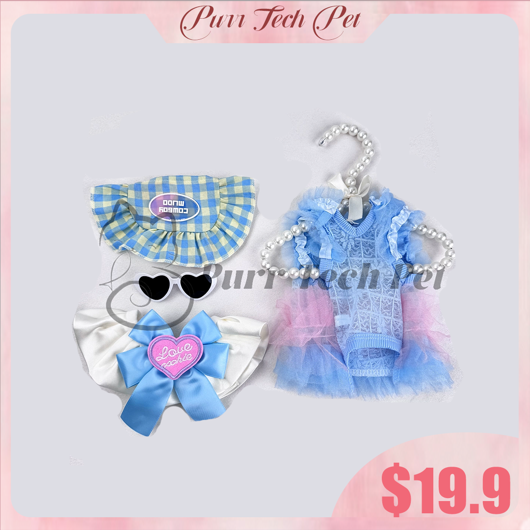 Purrtechpet Pet Cats and Dogs Fashion Clothing Set 4in1