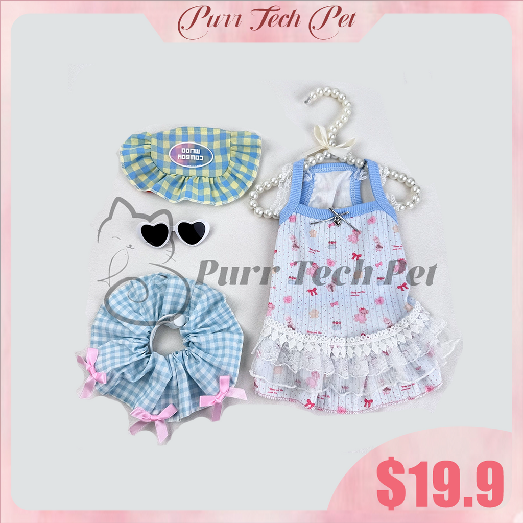 Purrtechpet Pet Cats and Dogs Fashion Clothing Set 4in1