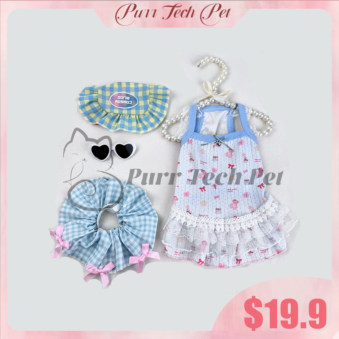 Purrtechpet Pet Cats and Dogs Fashion Clothing Set 4in1