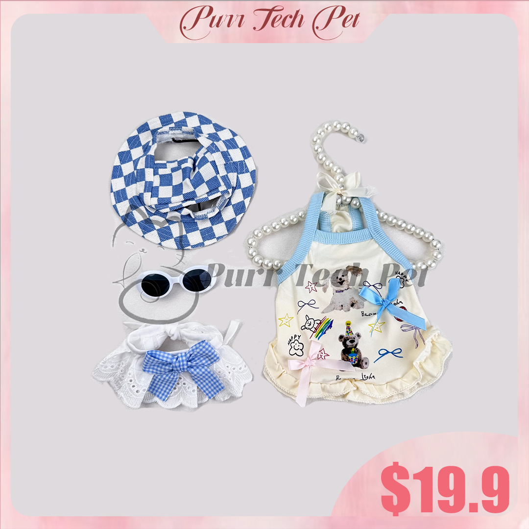 Purrtechpet Pet Cats and Dogs Fashion Clothing Set 4in1