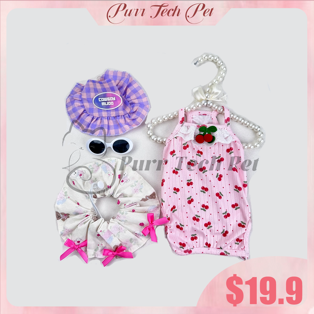 Purrtechpet Pet Cats and Dogs Fashion Clothing Set 4in1