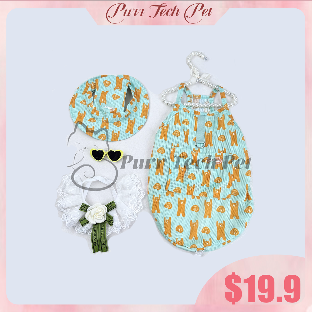 Purrtechpet Pet Cats and Dogs Fashion Clothing Set 4in1
