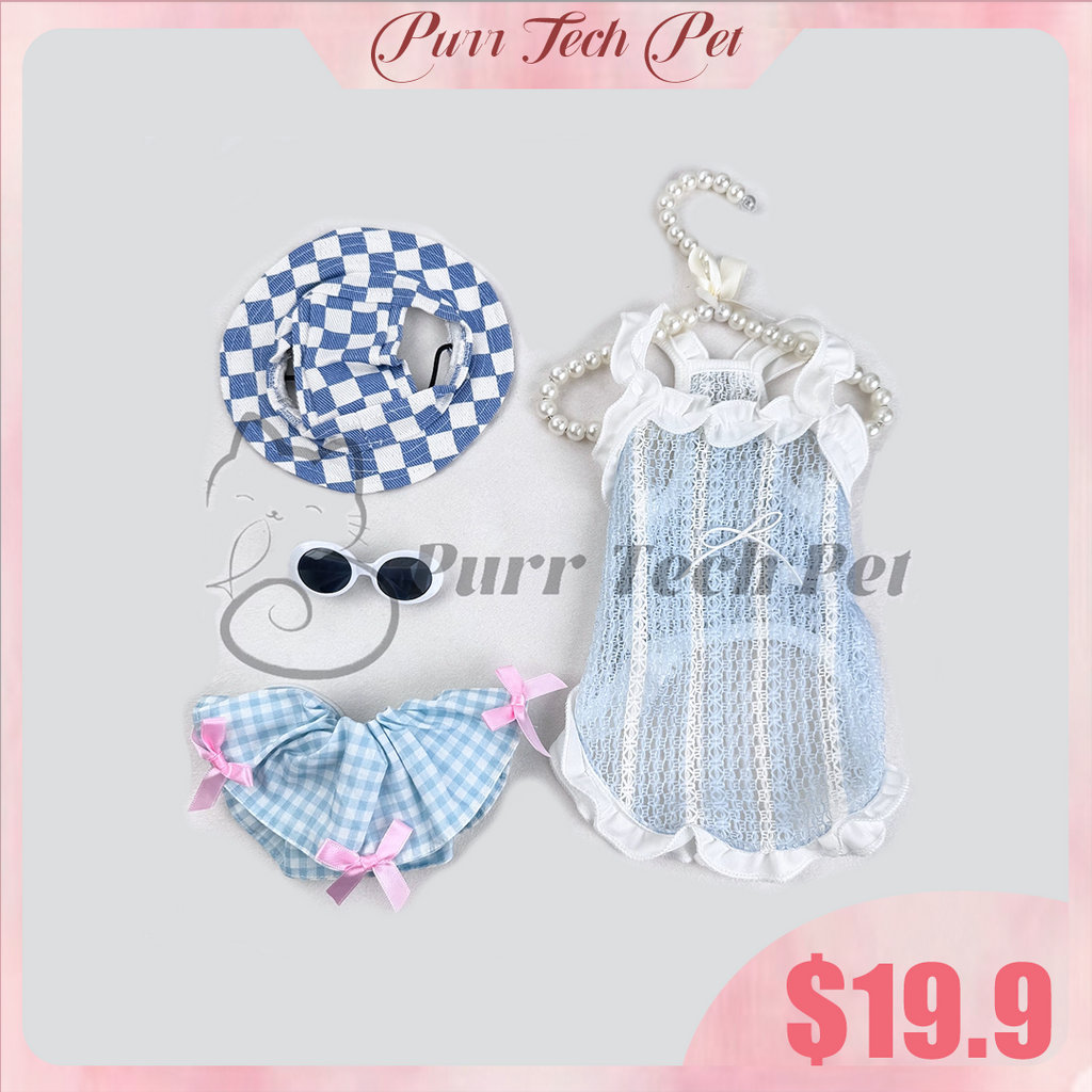 Purrtechpet Pet Cats and Dogs Fashion Clothing Set 4in1