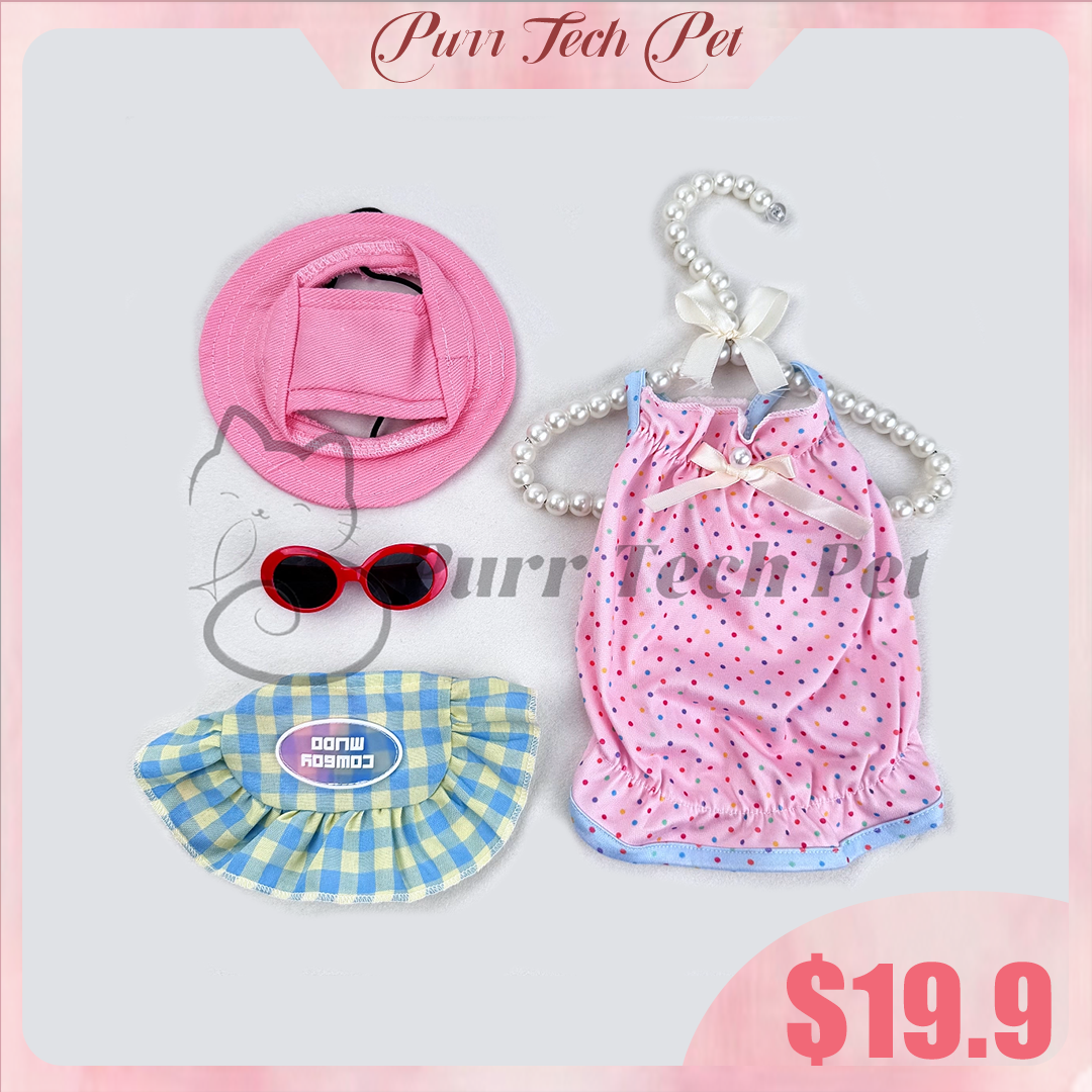 Purrtechpet Pet Cats and Dogs Fashion Clothing Set 4in1