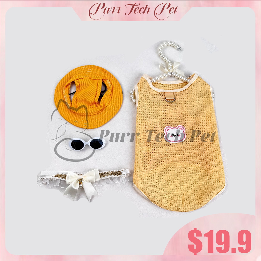 Purrtechpet Pet Cats and Dogs Fashion Clothing Set 4in1