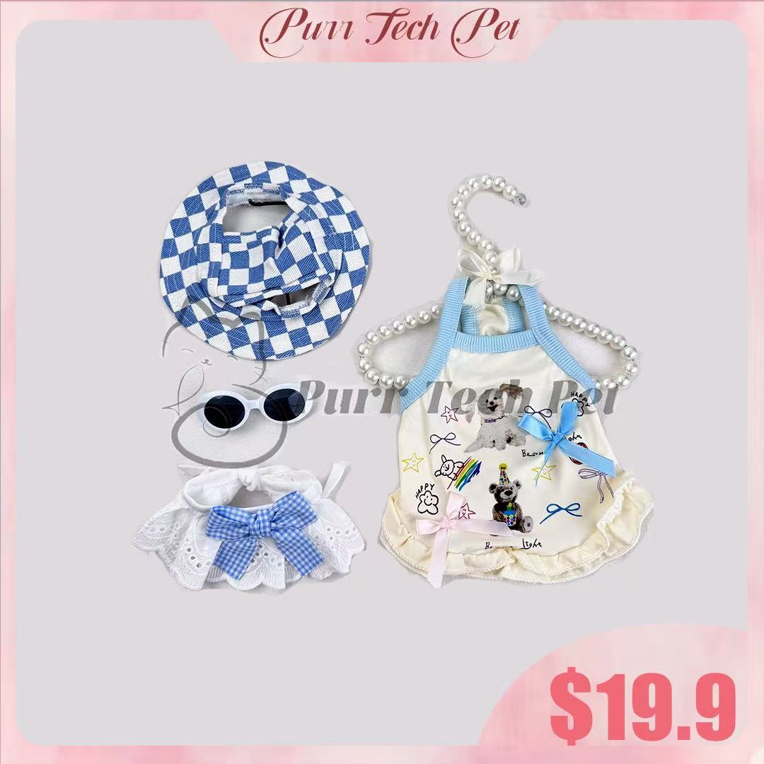 Purrtechpet Pet Cats and Dogs Fashion Clothing Set 4in1