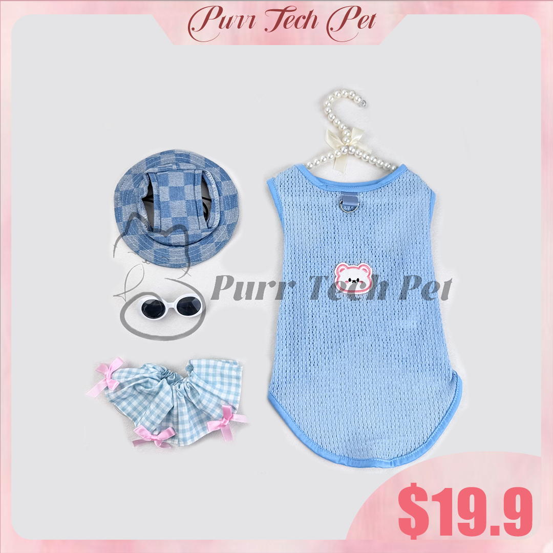 Purrtechpet Pet Cats and Dogs Fashion Clothing Set 4in1
