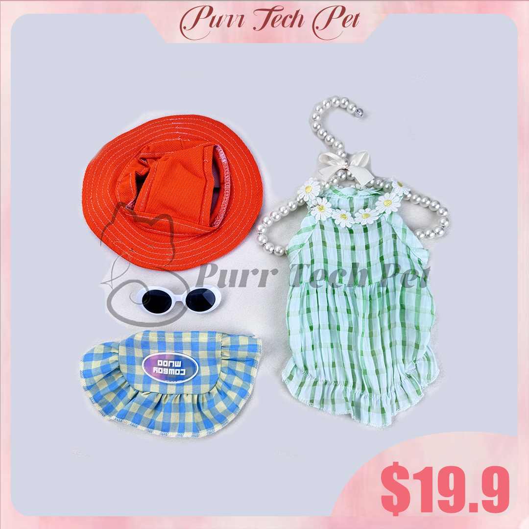 Purrtechpet Pet Cats and Dogs Fashion Clothing Set 4in1