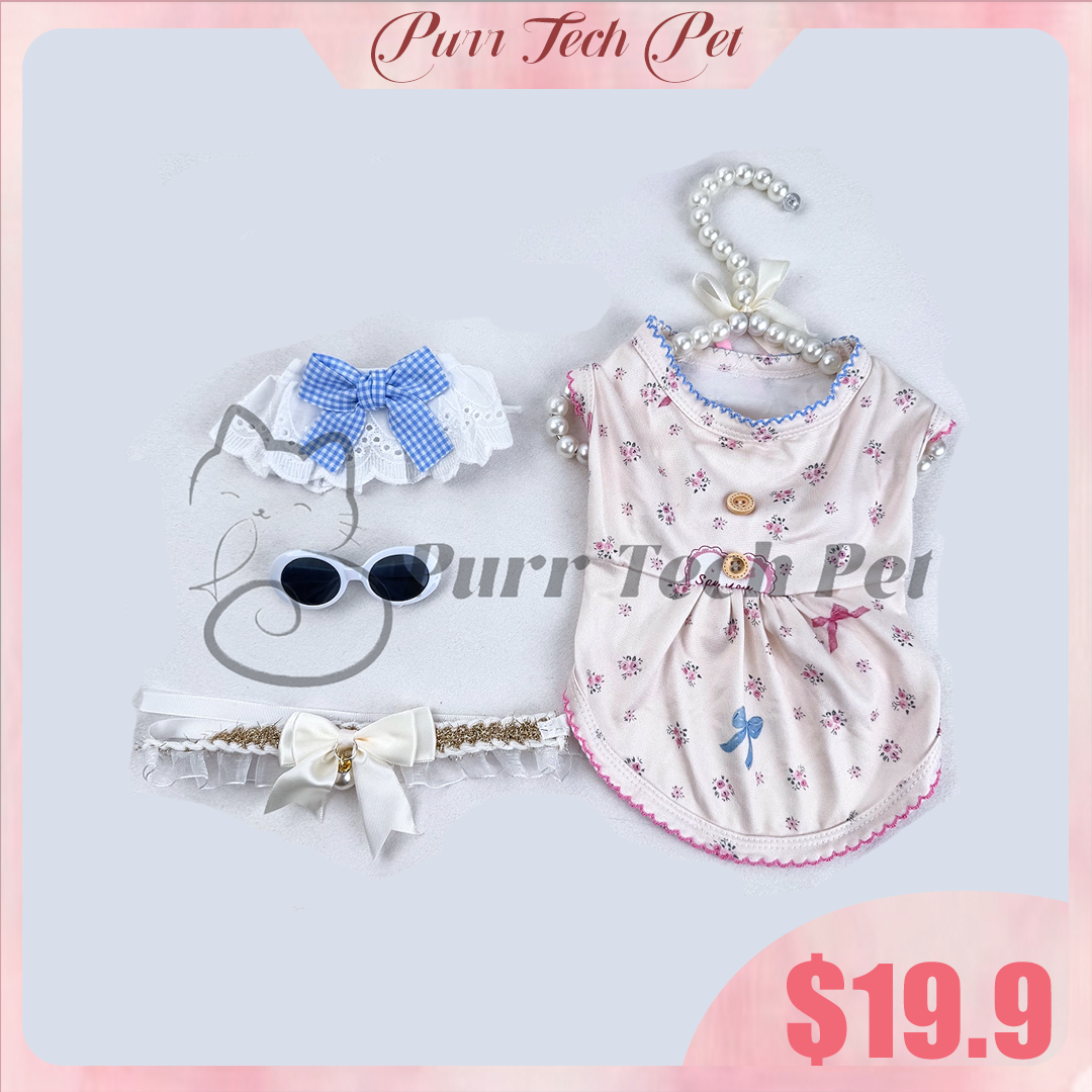 Purrtechpet Pet Cats and Dogs Fashion Clothing Set 4in1
