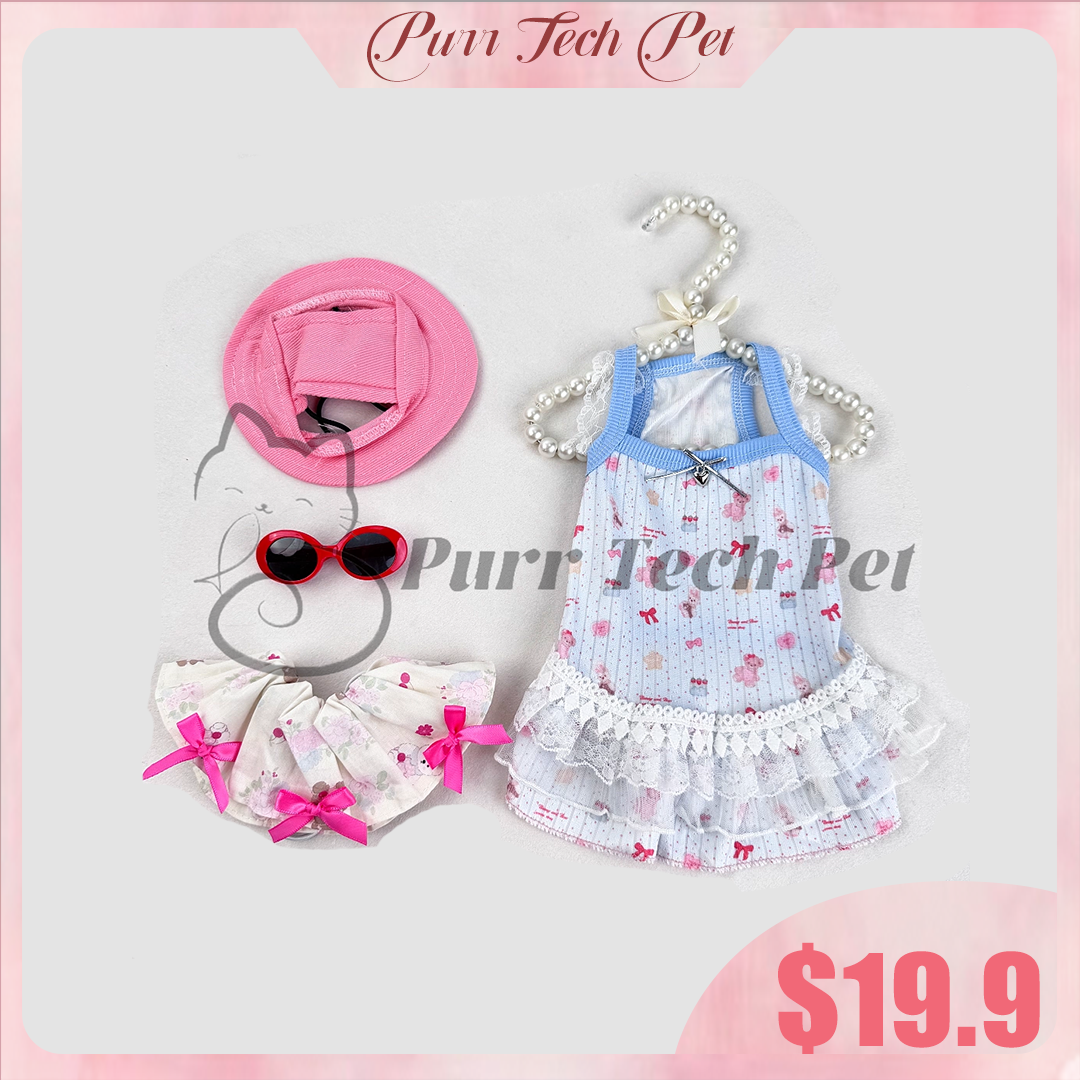 Purrtechpet Pet Cats and Dogs Fashion Clothing Set 4in1