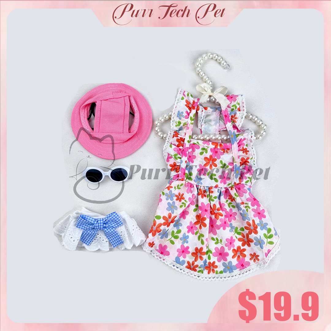 Purrtechpet Pet Cats and Dogs Fashion Clothing Set 4in1