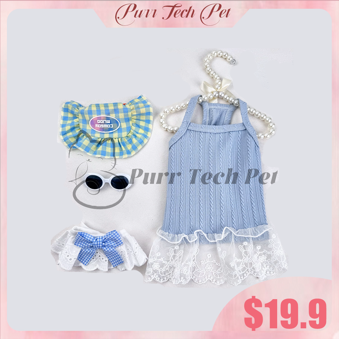 Purrtechpet Pet Cats and Dogs Fashion Clothing Set 4in1